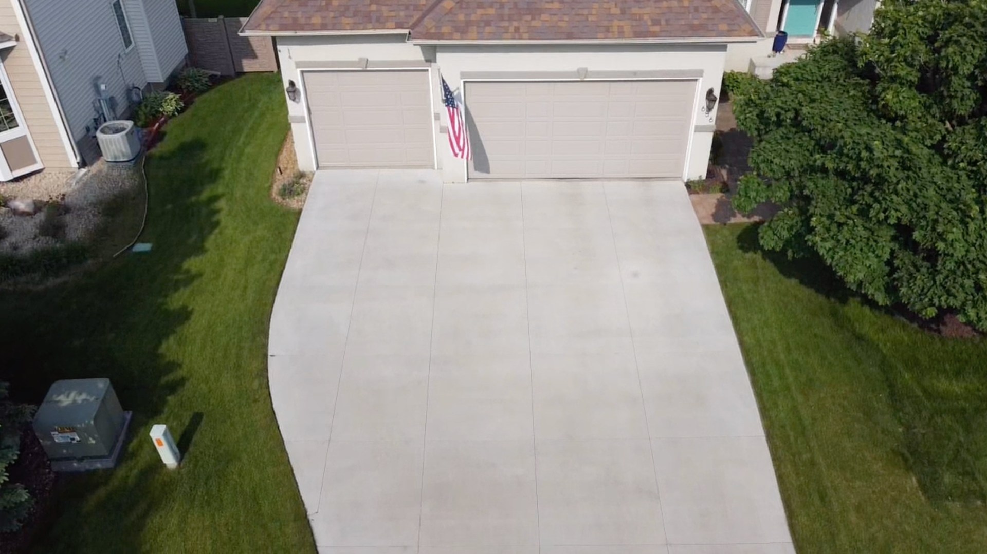 Freshly installed concrete driveway